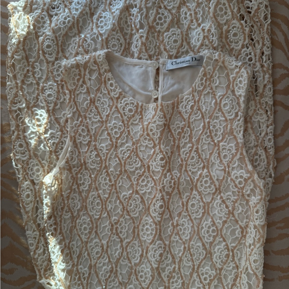 Vintage bridal Christian Dior lace and sequin dress